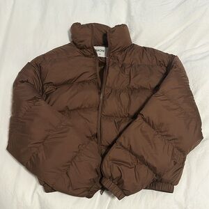 Sacré - Women’s Brown Cropped Puffer Jacket (Size: M)